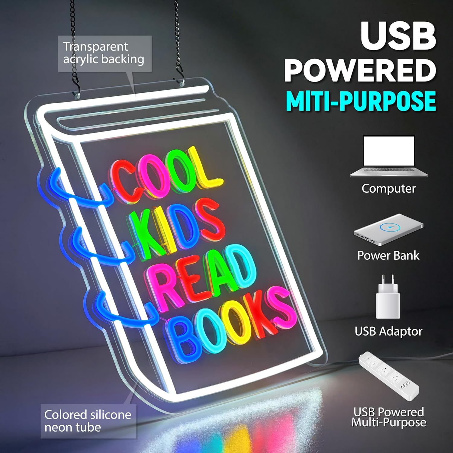 Cool Kids Read Books Neon Sign - Book Party Games 评论和价格