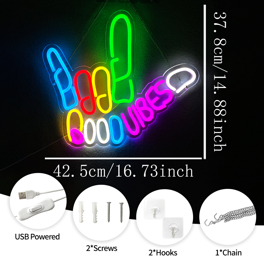 Good Vibes Peace Hand Neon Sig - Party Games On Switch 评论和价格