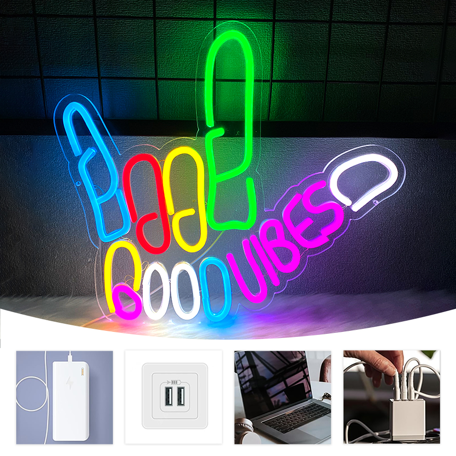 Good Vibes Peace Hand Neon Sig - Party Games On Switch 评论和价格